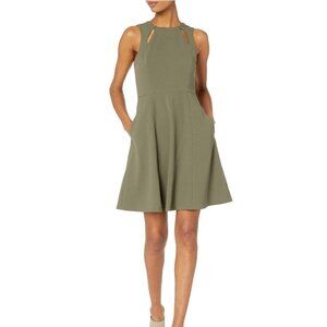 Catherine Malandrino Bird Dress Size 4 Olive Green with pockets